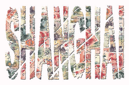 Shanghai grunge text with Chinese Renminbi illustrationの写真素材