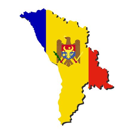 map of Moldova and their flag illustrationの写真素材