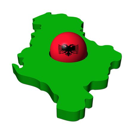 Albanian flag sphere with Albania map illustrationの写真素材