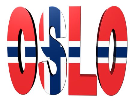 Oslo text with flag on white illustrationの写真素材