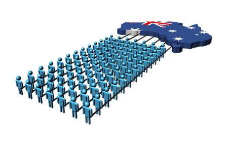 teamwork people pulling Australia map flagの写真素材