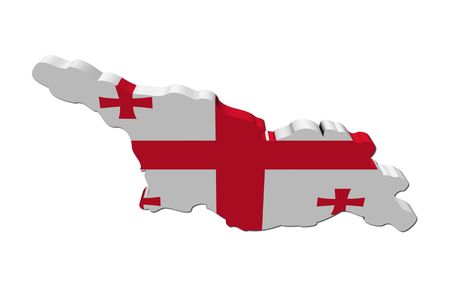 Georgia map flag 3d render on white illustrationの写真素材