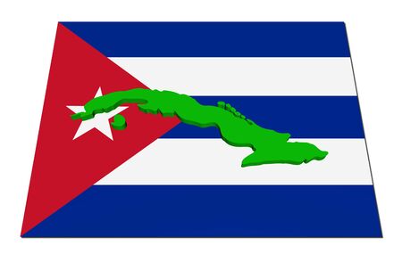 Cuba 3d render map on their flag illustrationの写真素材