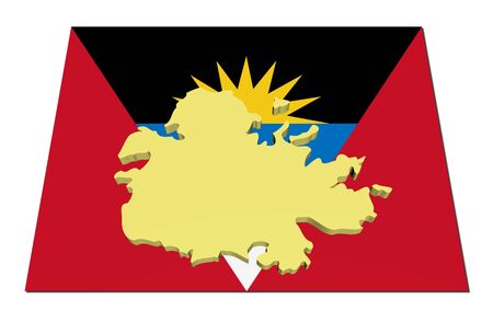 Antigua 3d render map on their flag illustrationの写真素材
