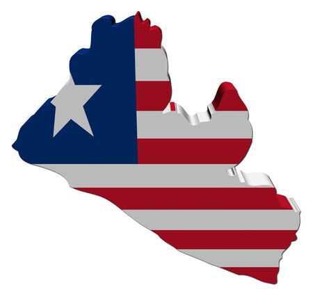 Liberia map flag 3d render on white illustrationの写真素材