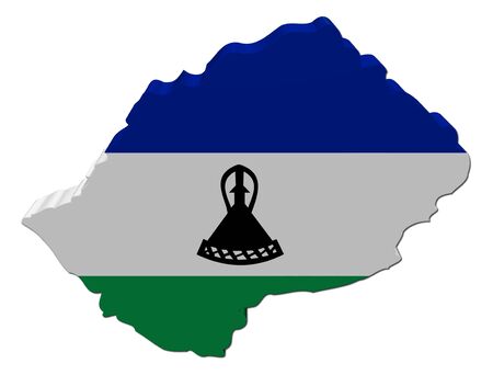 Lesotho map flag 3d render on white illustrationの写真素材