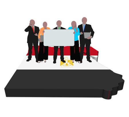 business team with sign on Egypt map flag illustrationの写真素材