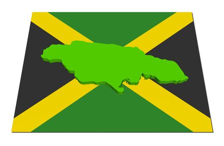 Jamaica 3d render map on their flag illustrationの写真素材