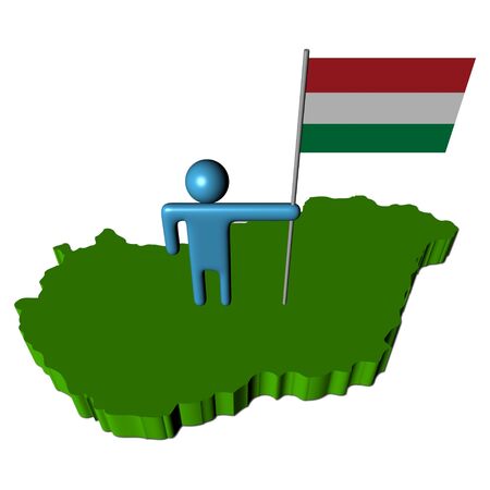 abstract person with Hungarian flag on map illustrationの写真素材