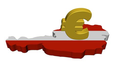Austria map flag with Euro symbol illustrationの写真素材