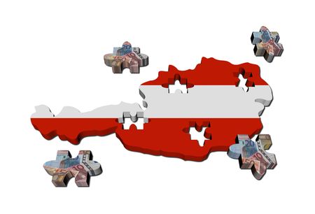Austria Map flag jigsaw with euro pieces illustrationの写真素材