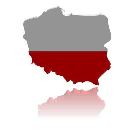 Poland map flag 3d render with reflection illustrationの写真素材