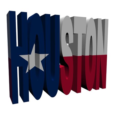 Houston 3d text with Texan flag on white illustrationの写真素材