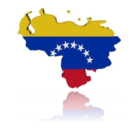 Venezuela map flag 3d render with reflection illustrationの写真素材