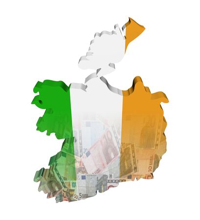 Ireland Map flag with Euros 3d render illustrationの写真素材