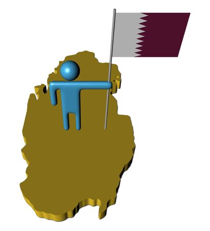 abstract person with flag on Qatar map illustrationの写真素材