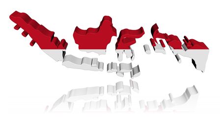 Indonesia map flag 3d render with reflection illustrationの写真素材