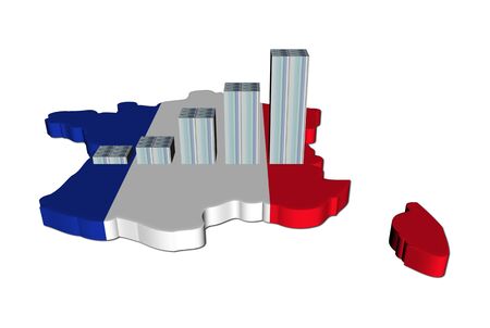 graph made of euros on France map flag illustrationの写真素材