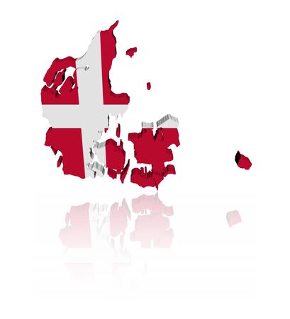 Denmark map flag with reflection illustration の写真素材