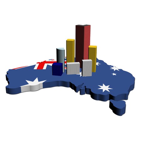 abstract skyscrapers on Australia map flag illustrationの写真素材