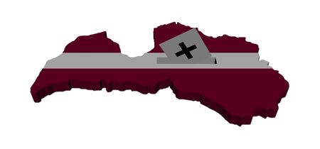 Latvia election map with ballot paper illustrationの写真素材