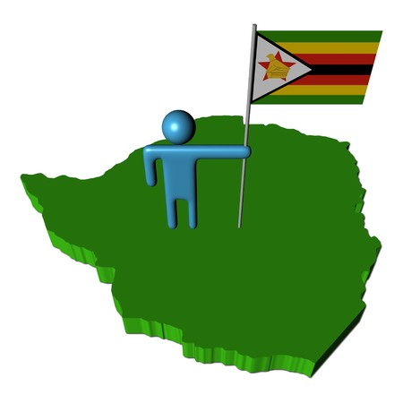 person with flag on Zimbabwe map illustrationの写真素材