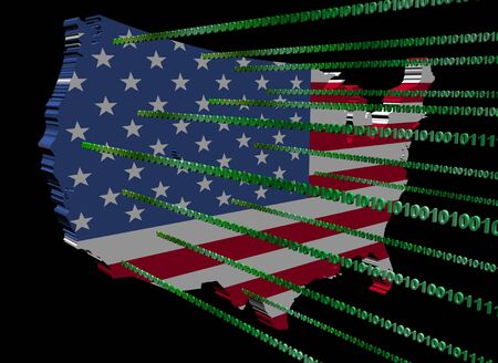 USA map flag with green binary code illustrationの写真素材