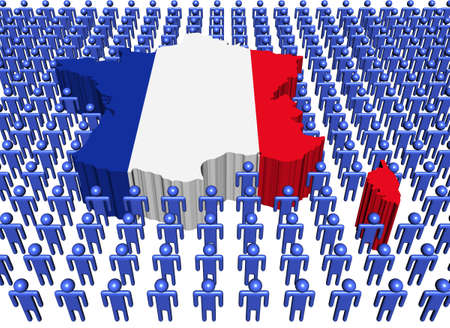 France map flag with many abstract peopleの写真素材