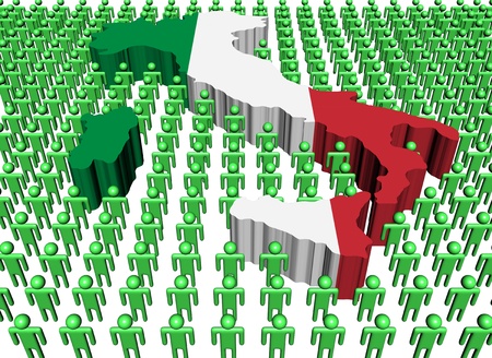 Italy map flag surrounded by many abstract people illustrationの写真素材