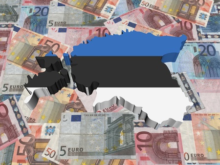 Estonia Map flag on euro currency illustrationの写真素材