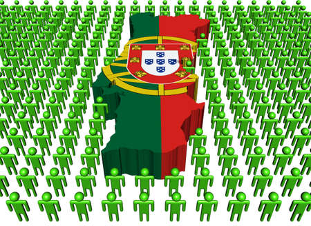 Portugal map flag with many people illustrationの写真素材