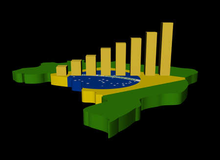 graph on Brazil map flag illustrationの写真素材