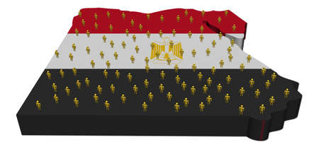 Egypt map flag with many people illustrationの写真素材