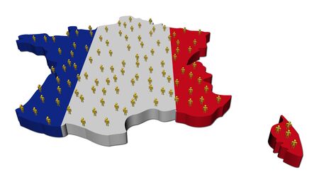 France map flag with many people illustrationの写真素材