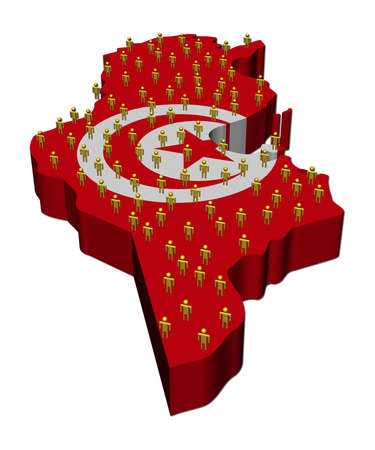 Tunisia map flag with many people illustrationの写真素材
