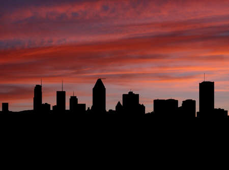 Montreal skyline at sunset with beautiful sky illustrationの写真素材