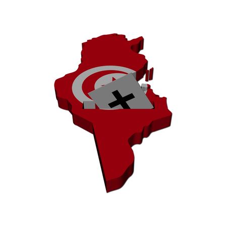 Tunisia election map with ballot paper illustrationの写真素材