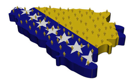 Bosnia map flag with many people illustrationの写真素材