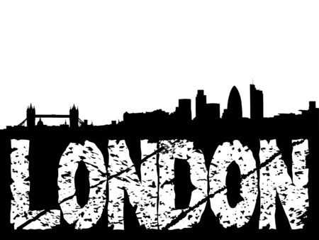 London Skyline and grunge text illustrationの写真素材