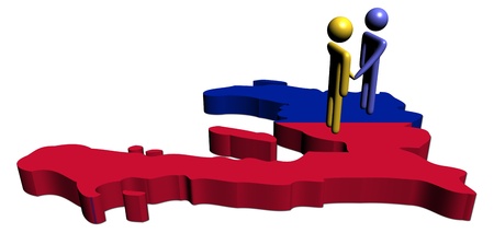 people shaking hands on Haiti map flag illustrationの写真素材
