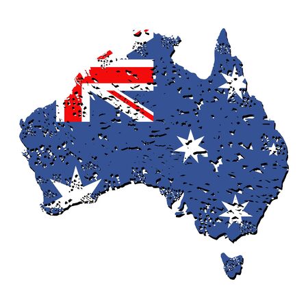 Grunge Australia map flag with shadow illustrationの写真素材