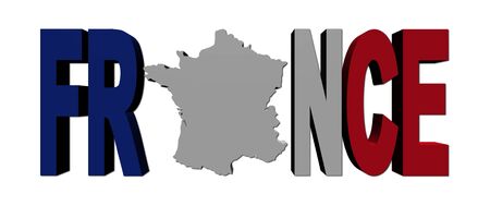 France map text with flag illustrationの写真素材