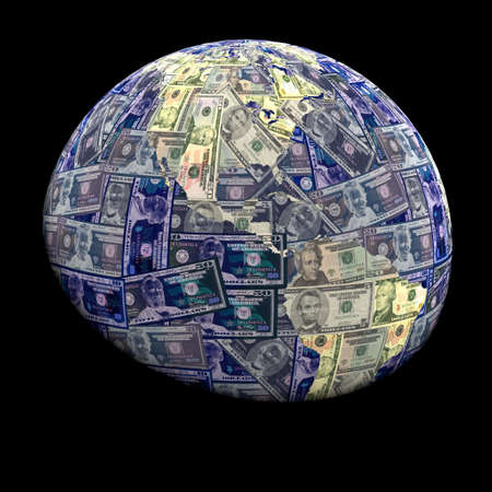 Global currency dollars with negative effect illustration
