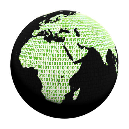 Globe with abstract binary text illustrationの写真素材