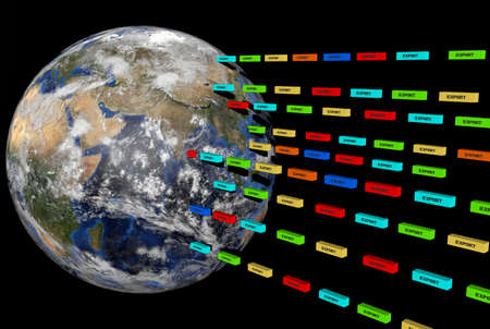 Export containers outwards from Earth globe illustration