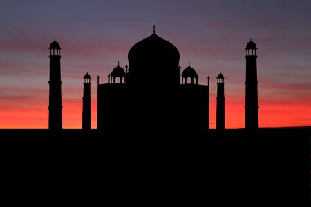 Taj Mahal India at sunset illustrationの写真素材