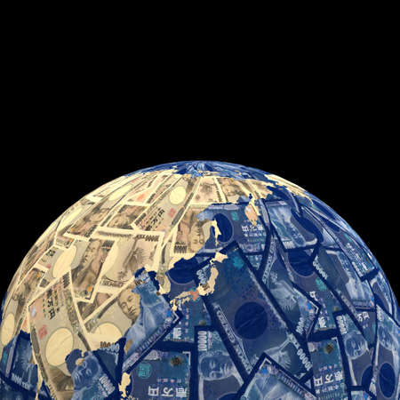 Earth Yen sphere illustrationの写真素材