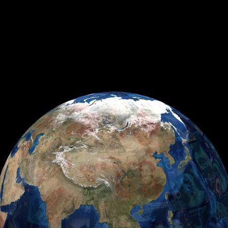 Earth Yuan blend sphere illustrationの写真素材