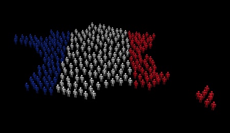 abstract people forming France map flag illustrationの写真素材