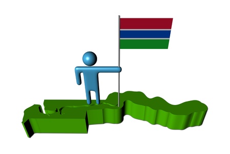 Abstract person with flag on The Gambia map illustrationの写真素材